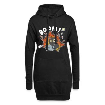 Teenager Sommer Trend Lustige IT Nerd Katze Boom - Hoodie-Kleid - Schwarz - Vorne
