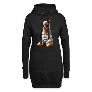 Lustiges Alpaka Chill Out Tierliebhaber Chillen - Hoodie-Kleid - Schwarz - Vorne