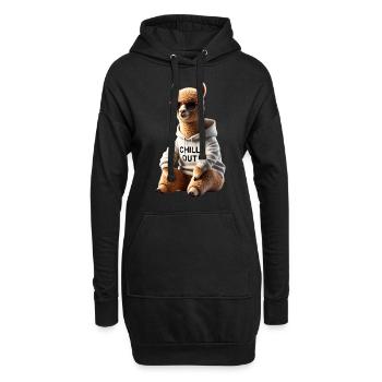 Lustiges Alpaka Chill Out Tierliebhaber Chillen - Hoodie-Kleid - Schwarz - Vorne
