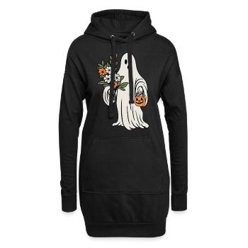 Geist mit Blumen - Hoodie-Kleid - Schwarz - Vorne