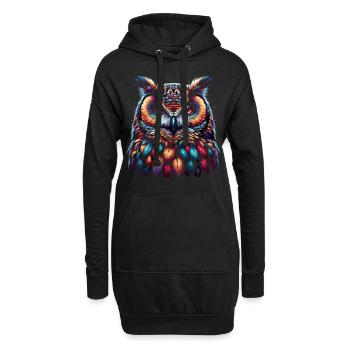 Eule Kunst Geschenk Geburtstag - Hoodie-Kleid - Schwarz - Vorne