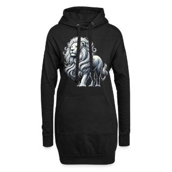 Lion blanc en noir – Symbolisme animalier artistique - Sweat-shirt à capuche long Femme - noir - Devant