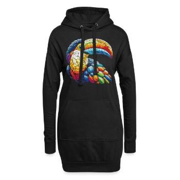 Toucan exotique en mosaïque - Sweat-shirt à capuche long Femme - noir - Devant
