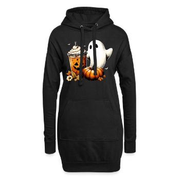 Vintage Ghost Pumpkin Spice - Hoodie-Kleid - Schwarz - Vorne