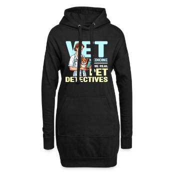 Médecine vétérinaire Le vrai détective pour animaux de compagnie Amoureux des animaux - Sweat-shirt à capuche long Femme - noir - Devant