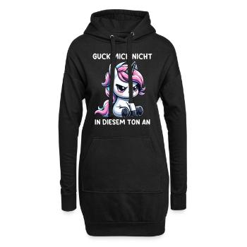 Guck Mich Nicht In Diesem Ton An Einhorn - Hoodie-Kleid - Schwarz - Vorne