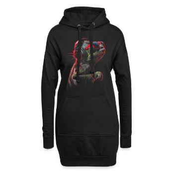 Chamäleon Tier Tierliebhaber Kopfhörer Reptilien - Hoodie-Kleid - Schwarz - Vorne