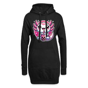 Axolotl Tee Eistee Amphibie Kawaii Anime - Hoodie-Kleid - Schwarz - Vorne