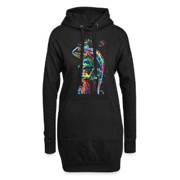 Chamäleon Motiv Tier Tierliebhaber Reptilien Echse - Hoodie-Kleid - Schwarz - Vorne