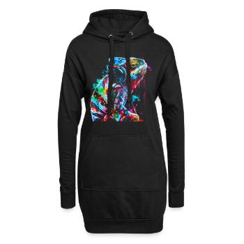 Chamäleon Tier Tierliebhaber Kopfhörer Reptilien - Hoodie-Kleid - Schwarz - Vorne