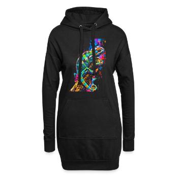 Chamäleon Motiv Tier Tierliebhaber Reptilien Echse - Hoodie-Kleid - Schwarz - Vorne