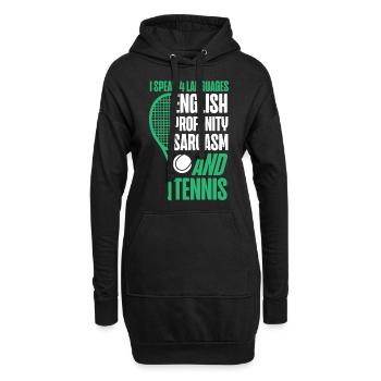 Drôle de joueur de tennis raquette je parle - Sweat-shirt à capuche long Femme - noir - Devant