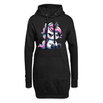 Launisches Einhorn - Hoodie-Kleid - Schwarz - Vorne