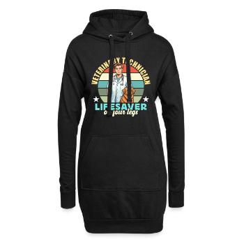 Veterinary Technician Lifesaver On Veterinarian - Hoodie-Kleid - Schwarz - Vorne