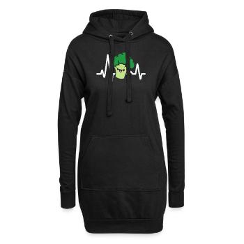 Rythme cardiaque ECG de brocoli - Sweat-shirt à capuche long Femme - noir - Devant