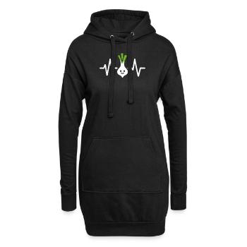 Battement de cœur ECG de poireau - Sweat-shirt à capuche long Femme - noir - Devant