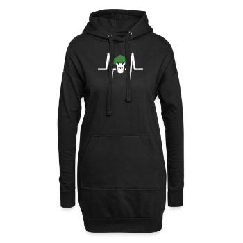 Brokkoli EKG Herzschlag - Hoodie-Kleid - Schwarz - Vorne