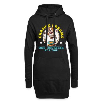 Dog Agility Training Chasing Dreams One Dog Sport - Hoodie-Kleid - Schwarz - Vorne