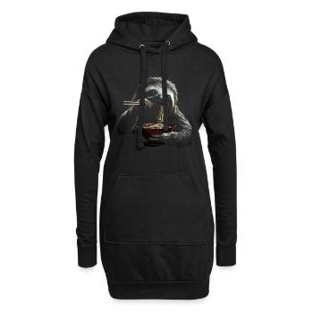 Lustiges Faultier Kunst Tier Sloth Ramen Nudel - Hoodie-Kleid - Schwarz - Vorne