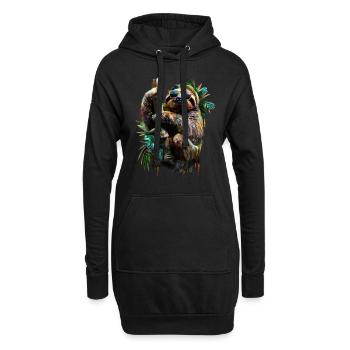 Lustiges Faultier Kunst Tier Sloth Wildtier Tiere - Hoodie-Kleid - Schwarz - Vorne