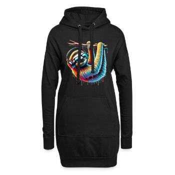 Lustiges Faultier Kunst Tier Sloth Wildtier Tiere - Hoodie-Kleid - Schwarz - Vorne
