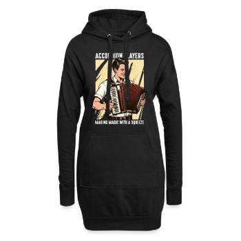Accordéonistes fabriquant un instrument à vent magique - Sweat-shirt à capuche long Femme - noir - Devant