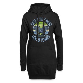 Funny Tennis Player Racket Boy - Hoodie-Kleid - Schwarz - Vorne