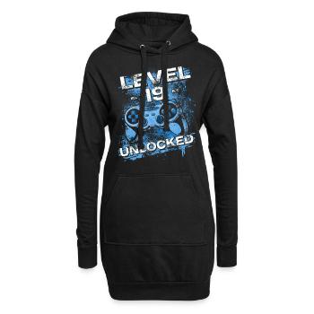 Gamer Level 19 Unlocked - Gaming - Hoodie-Kleid - Schwarz - Vorne