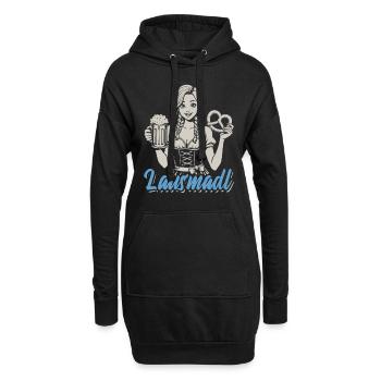 Lausmadl - Madl im Dirndl - Bier und Bretzel - Hoodie-Kleid - Schwarz - Vorne