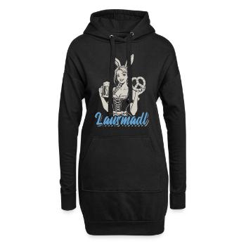 Lausmadl - Madl im Dirndl - Bier und Bretzel - Hoodie-Kleid - Schwarz - Vorne