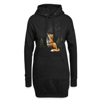 Lustiges Fuchs Fox Kunst Tier Natur Wildtier Tiere - Hoodie-Kleid - Schwarz - Vorne
