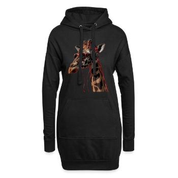Girafe motif animal animal amoureux des écouteurs Art - Sweat-shirt à capuche long Femme - noir - Devant