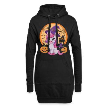 Zauberhaftes Halloween-Einhorn - Hoodie-Kleid - Schwarz - Vorne