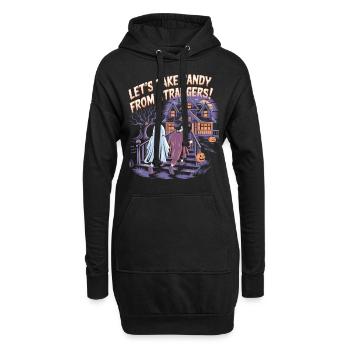 Prenez des bonbons d’inconnus ! - Chemise d’Halloween - Sweat-shirt à capuche long Femme - noir - Devant
