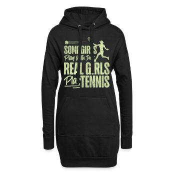 Drôle de joueur de tennis raquette fille - Sweat-shirt à capuche long Femme - noir - Devant