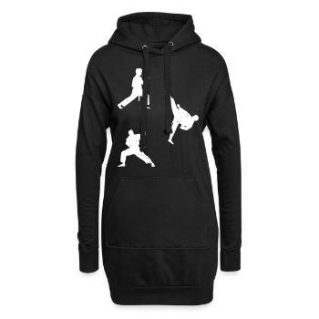 Silhouettes de combattant de taekwondo Silhouette de taekwondo - Sweat-shirt à capuche long Femme - noir - Devant