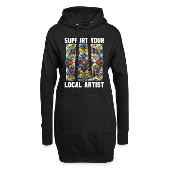Vitrail artiste Vitrail Art - Sweat-shirt à capuche long Femme - noir - Devant