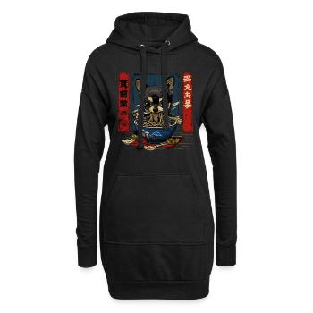 Motif Chien Manga Ramen Nouille Chien Anime Art - Sweat-shirt à capuche long Femme - noir - Devant