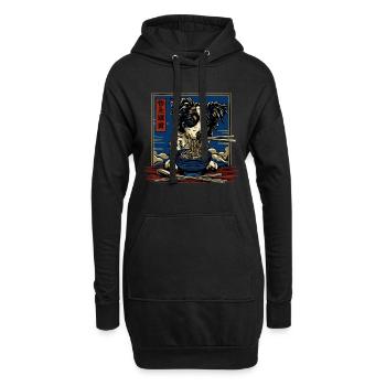 Motif Chien Manga Ramen Nouille Chien Anime Art - Sweat-shirt à capuche long Femme - noir - Devant