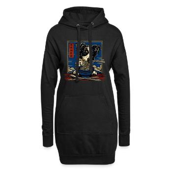 Motif Chien Manga Ramen Nouille Chien Anime Art - Sweat-shirt à capuche long Femme - noir - Devant