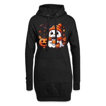Halloween, Halloween Party, Kaffee, Tee - Hoodie-Kleid - Schwarz - Vorne