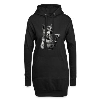 Motif Chien Manga Ramen Nouille Chien Anime Art - Sweat-shirt à capuche long Femme - noir - Devant