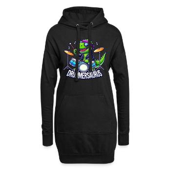 Schlagzeuger, Schlagzeug, Drummer, Drummersaurus - Hoodie-Kleid - Schwarz - Vorne