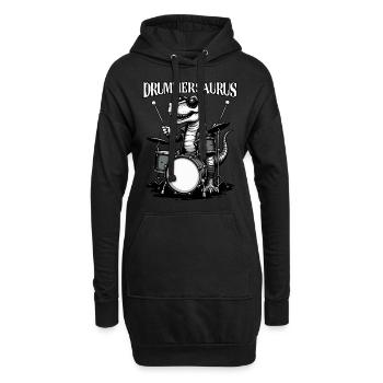 Schlagzeuger, Schlagzeug, Drummer, Drummersaurus - Hoodie-Kleid - Schwarz - Vorne