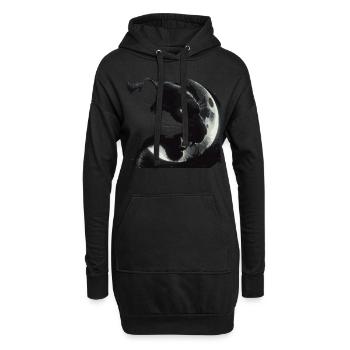 Schwarzer Panther Kopf im Mondlicht - Hoodie-Kleid - Schwarz - Vorne