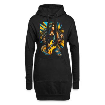 Diva de la guitare sauvage avec guitare électrique - Sweat-shirt à capuche long Femme - noir - Devant