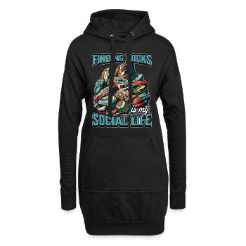 Trouver des roches, c’est collecter des minéraux - Sweat-shirt à capuche long Femme - noir - Devant