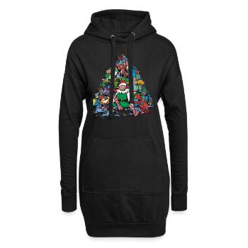 Elfes Noël laid Noël Noël Père Noël - Sweat-shirt à capuche long Femme - noir - Devant