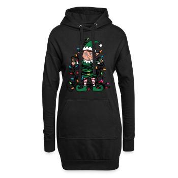 Elfes Noël laid Noël Noël Père Noël - Sweat-shirt à capuche long Femme - noir - Devant