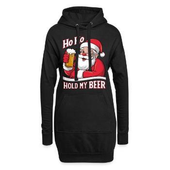 Bier Ugly Christmas Weihnachten Xmas Santa Claus - Hoodie-Kleid - Schwarz - Vorne